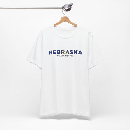 Nebraska Omaha Mission Flag Title T-shirt - Latter-Day Saint LDS Missionary Gift - Book of Mormon