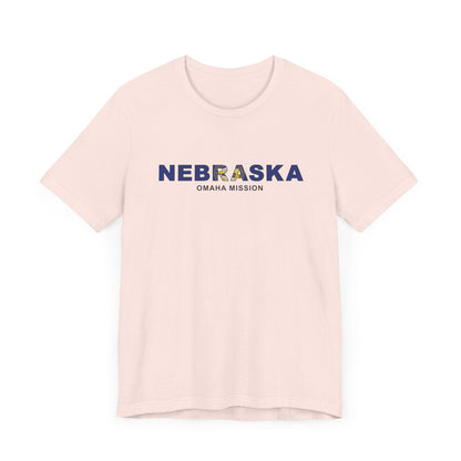 Nebraska Omaha Mission Flag Title T-shirt - Latter-Day Saint LDS Missionary Gift - Book of Mormon