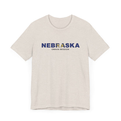 Nebraska Omaha Mission Flag Title T-shirt - Latter-Day Saint LDS Missionary Gift - Book of Mormon