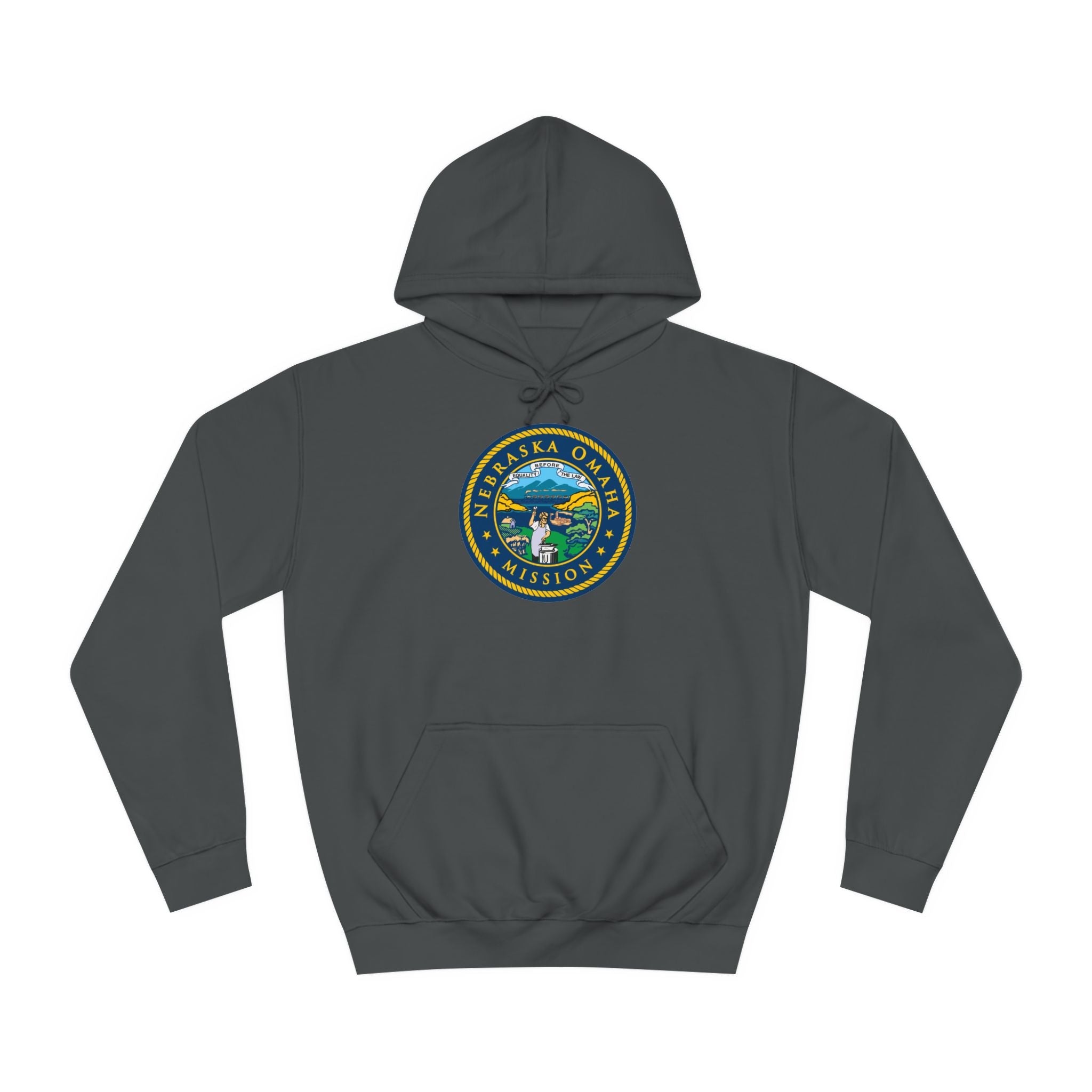 Nebraska Omaha Mission State Flag Logo (Black Border) College Hoodie