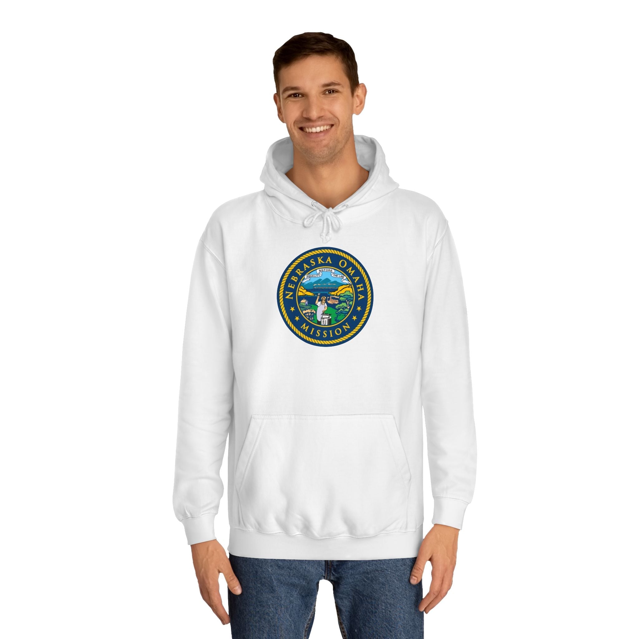 Nebraska Omaha Mission State Flag Logo (Black Border) College Hoodie