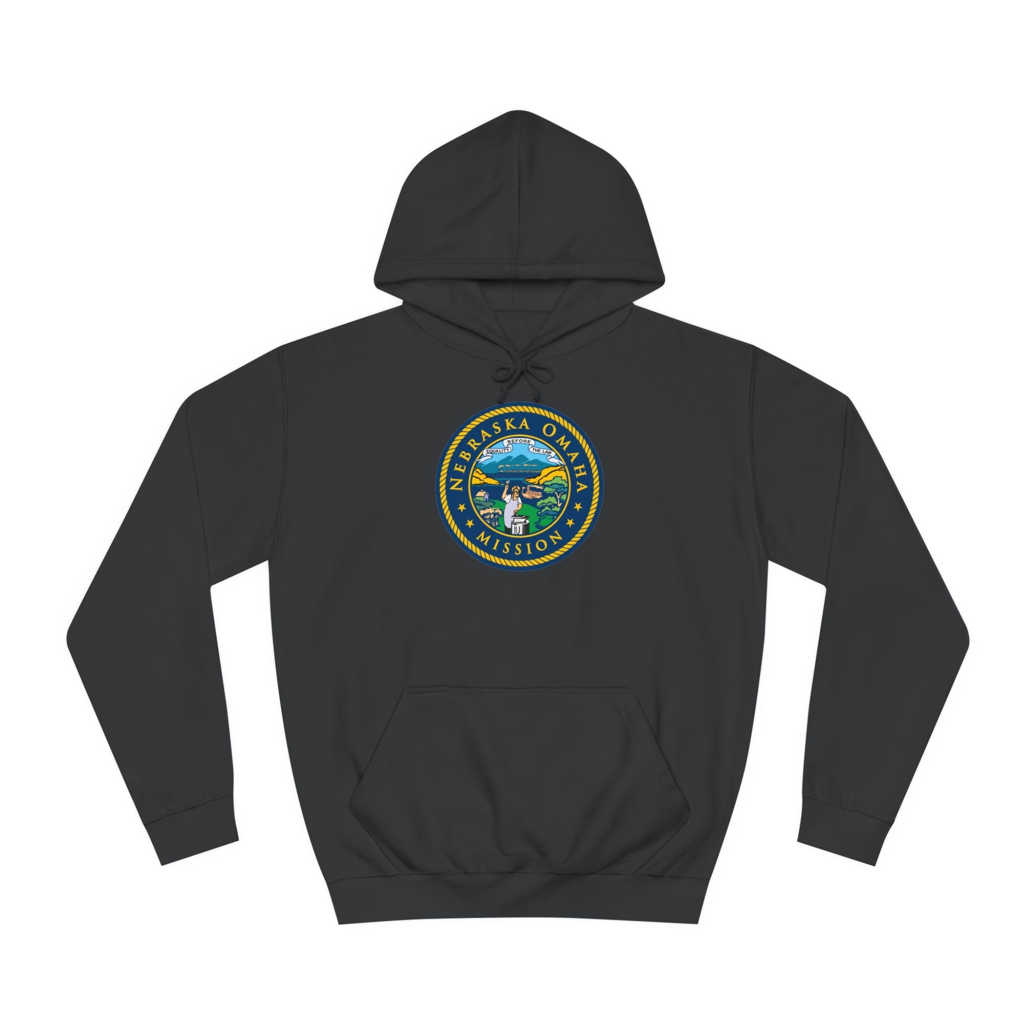 Nebraska Omaha Mission State Flag Logo (Black Border) College Hoodie