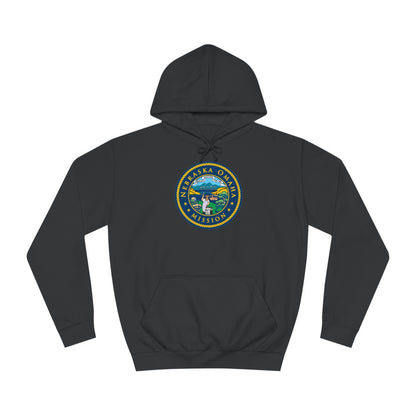 Nebraska Omaha Mission State Flag Logo (Black Border) College Hoodie