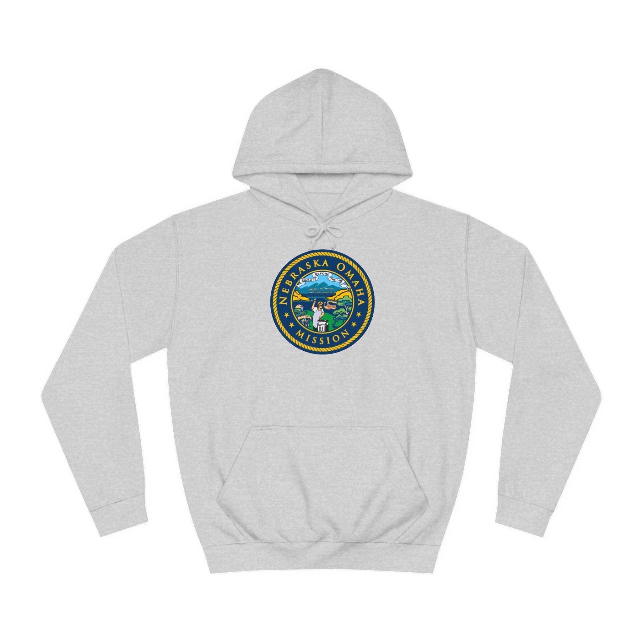 Nebraska Omaha Mission State Flag Logo (White Border) College Hoodie