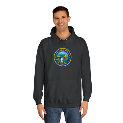 Nebraska Omaha Mission State Flag Logo (White Border) College Hoodie