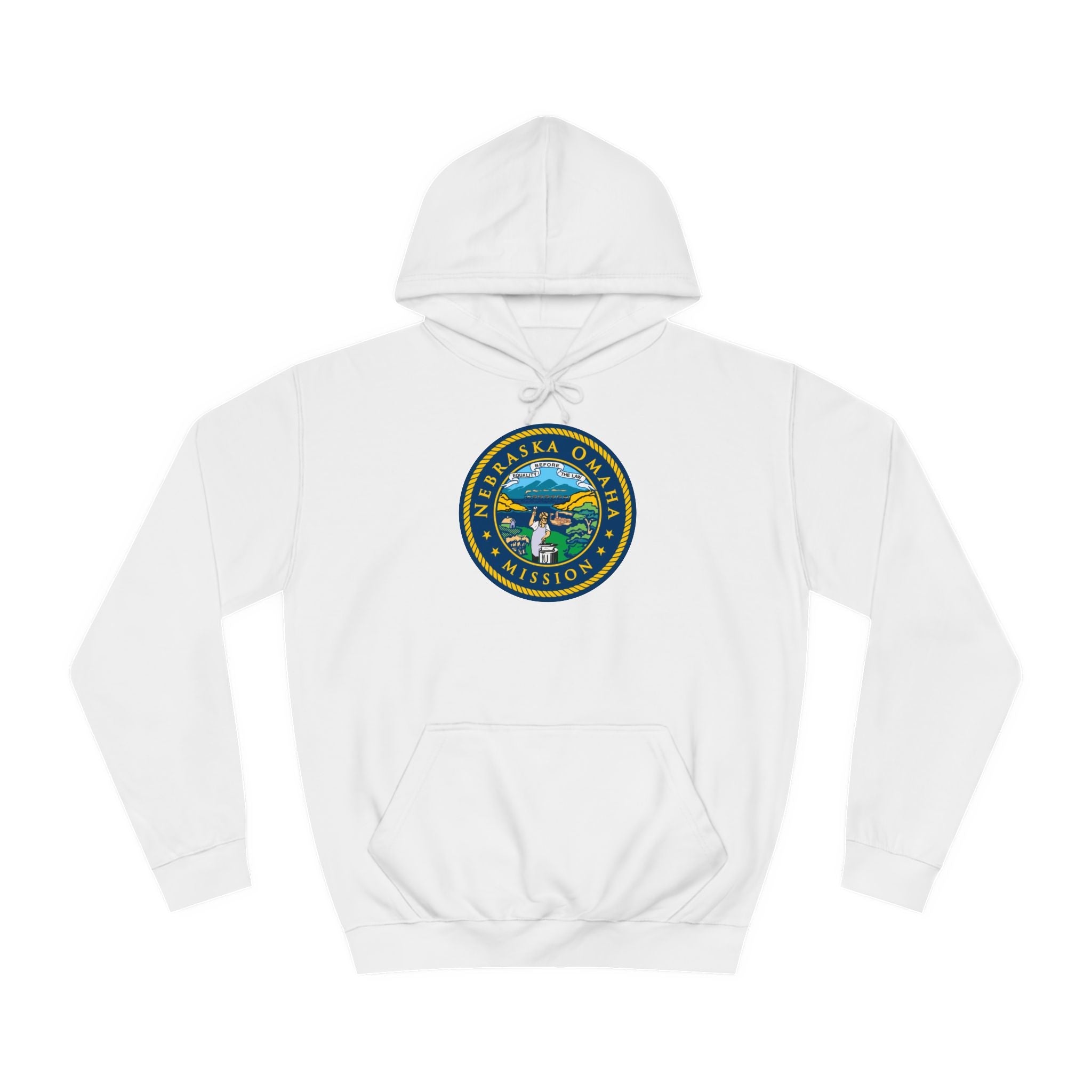 Nebraska Omaha Mission State Flag Logo (White Border) College Hoodie