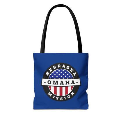 Nebraska Omaha Mission USA Flag Logo Tote Bag Blue - Latter-Day Saint LDS Missionary Gift - Book of Mormon