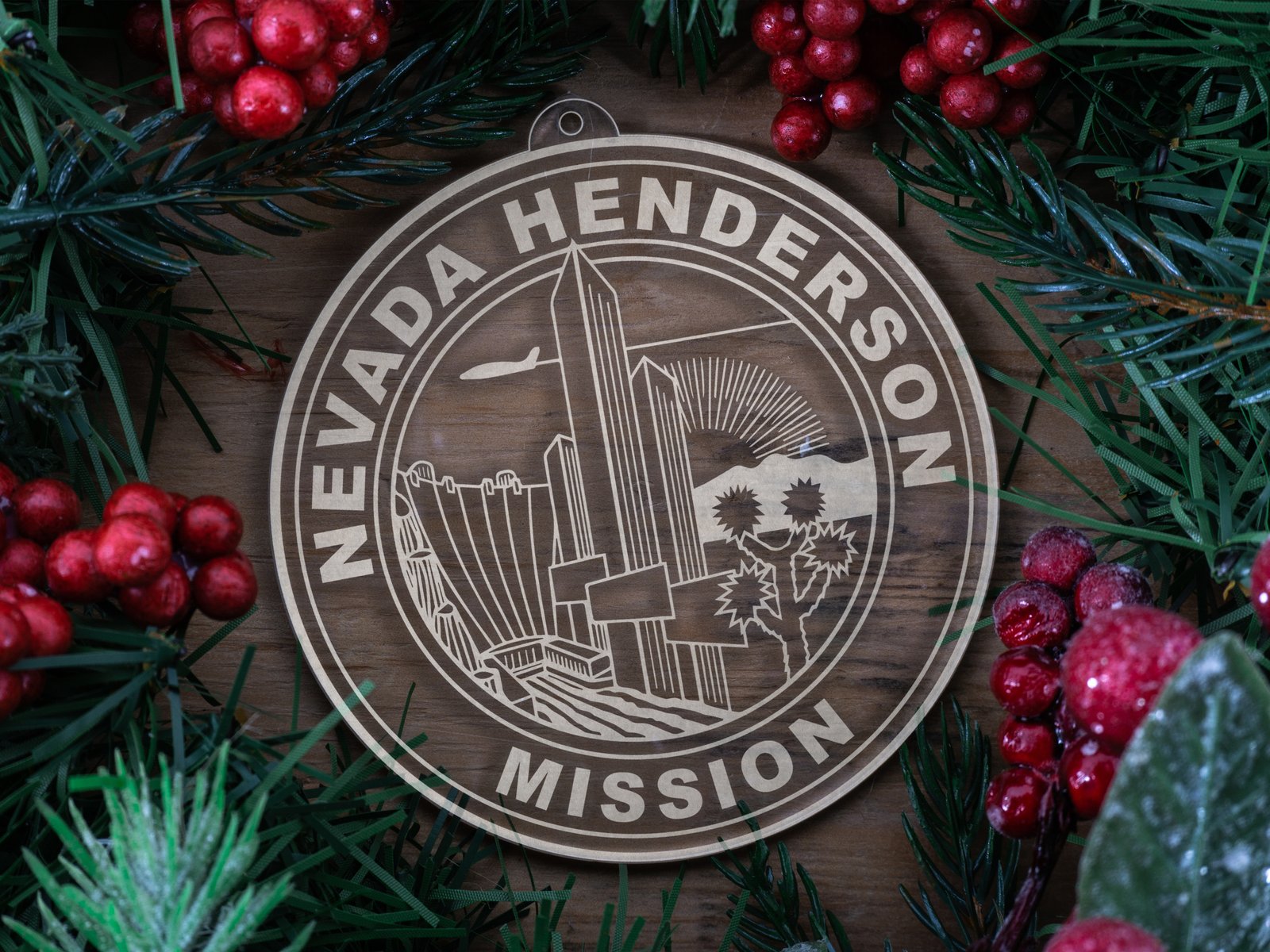 LDS Nevada Henderson Mission Christmas Ornament with Christmas Decorations