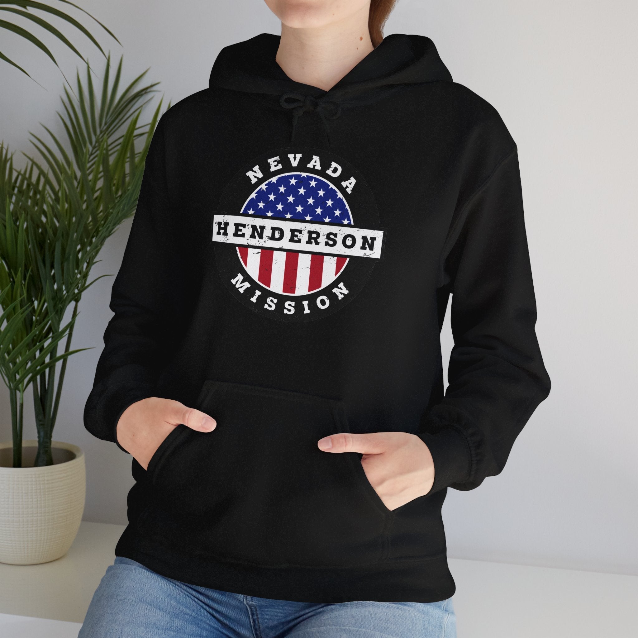 Nevada Henderson Mission Circular USA Flag Hoodie - Latter-Day Saint LDS Missionary Gift - Book of Mormon