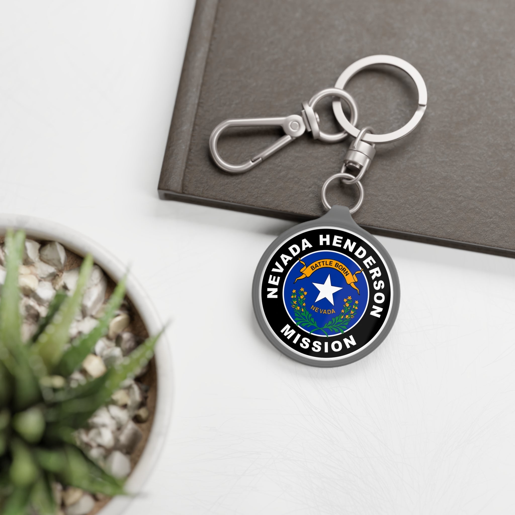 Nevada Henderson Mission State Flag Logo Key Tag - Latter-Day Saint LDS Missionary Gift - Book of Mormon
