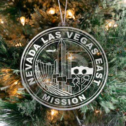 LDS Nevada Las Vegas East Mission Christmas Ornament hanging on a Tree