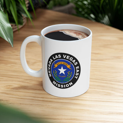 Nevada Las Vegas East Mission State Flag Logo Ceramic Mug White Name - Mission Wishlist - LDS Missionary Gift Store