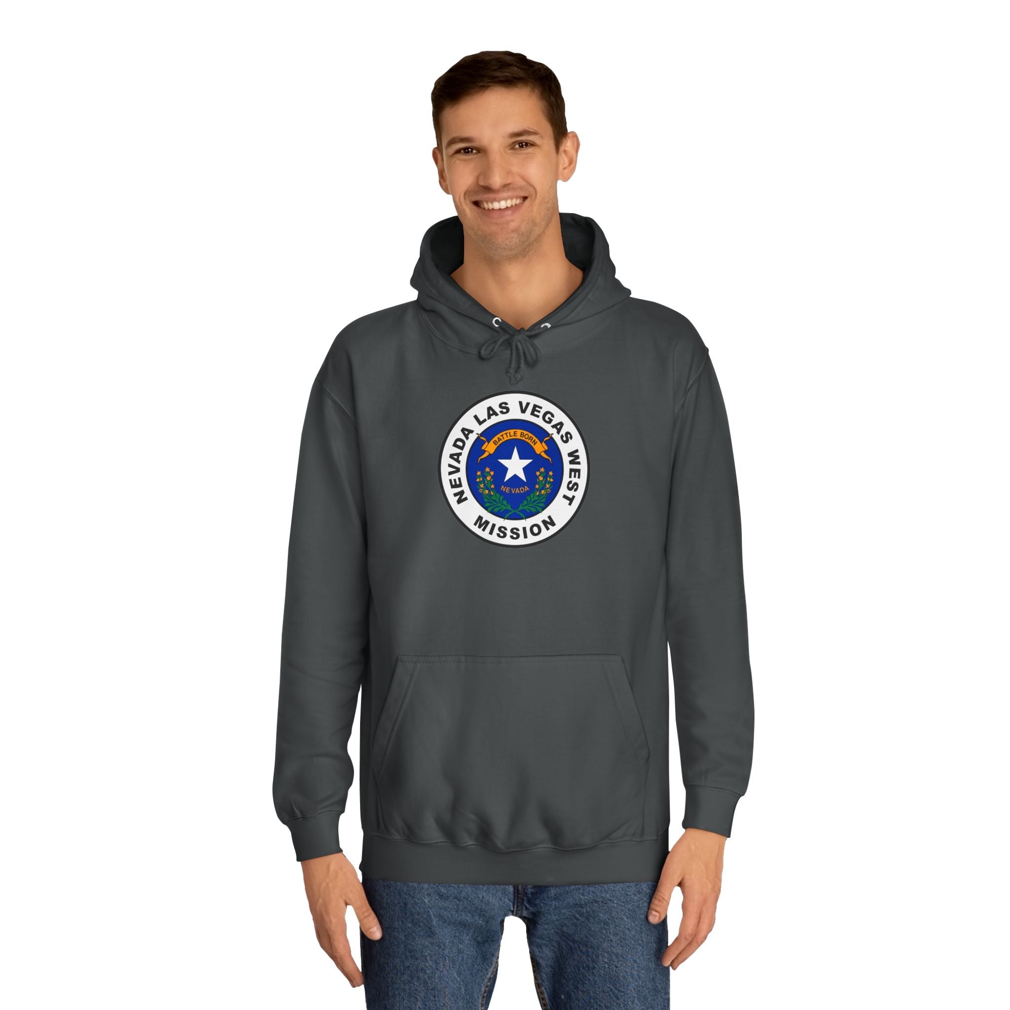 Nevada Las Vegas West Mission State Flag Logo (White Border) College Hoodie