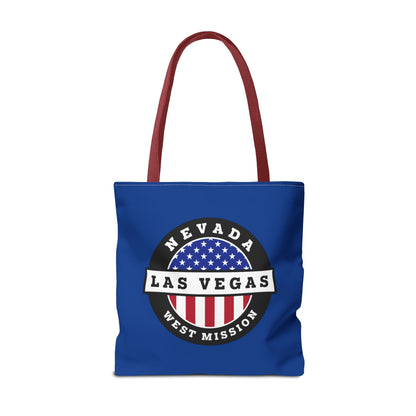 Nevada Las Vegas West Mission USA Flag Logo Tote Bag Blue - Latter-Day Saint LDS Missionary Gift - Book of Mormon