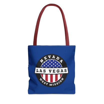 Nevada Las Vegas West Mission USA Flag Logo Tote Bag Blue - Latter-Day Saint LDS Missionary Gift - Book of Mormon