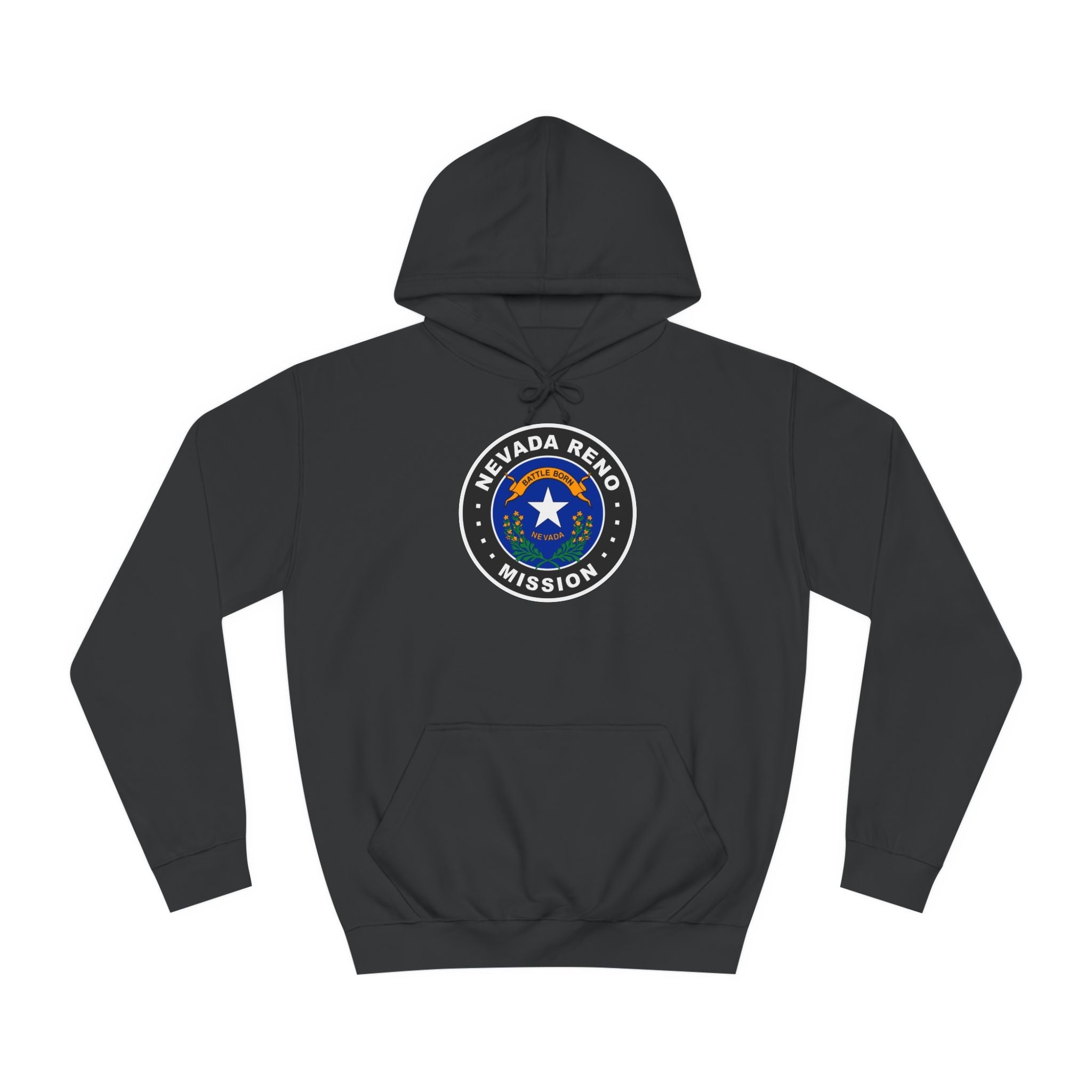 Nevada Reno Mission State Flag Logo (Black Border) College Hoodie