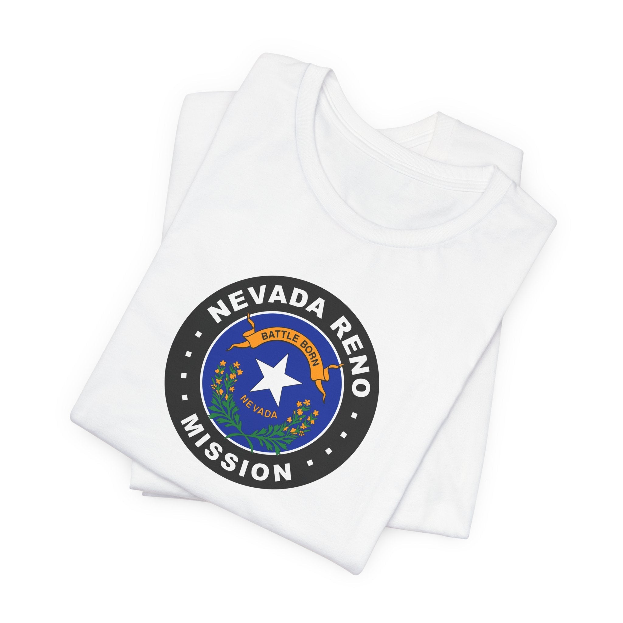 Nevada Reno Mission State Flag Logo (Black Border) T-shirt - Latter-Day Saint LDS Missionary Gift - Book of Mormon