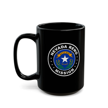 Nevada Reno Mission State Flag Logo Ceramic Mug Black Name - Latter-Day Saint LDS Missionary Gift - Book of Mormon