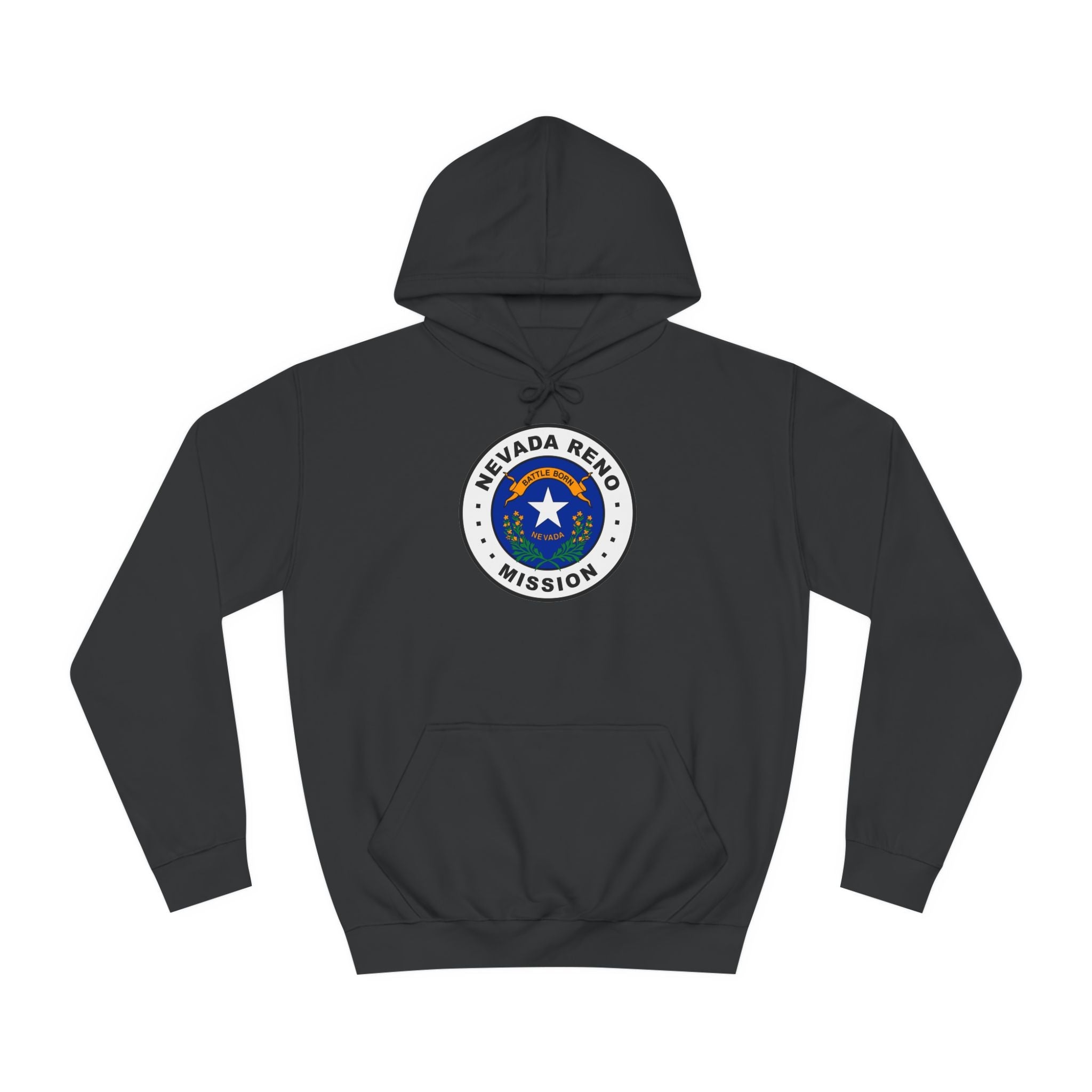 Nevada Reno Mission State Flag Logo (White Border) College Hoodie