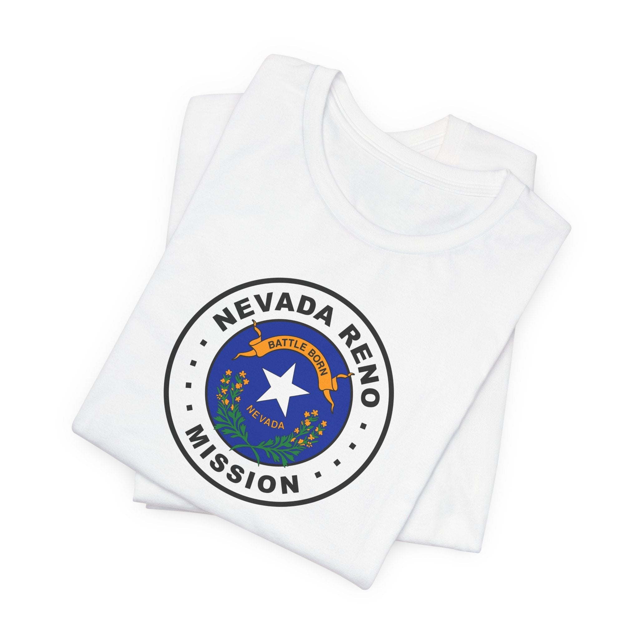 Nevada Reno Mission State Flag Logo (White Border) T-shirt - Latter-Day Saint LDS Missionary Gift - Book of Mormon