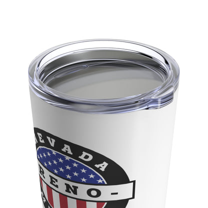 Nevada Reno Mission USA Flag Logo Tumbler 20oz White - Latter-Day Saint LDS Missionary Gift - Book of Mormon