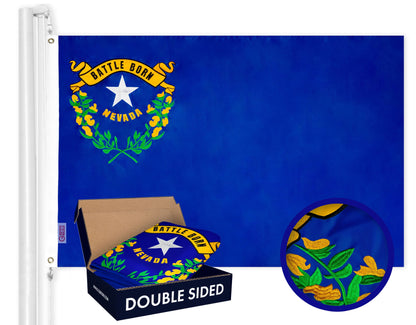 Nevada State Flag 210D Embroidered Polyester 3x5 Ft - Double Sided 2ply