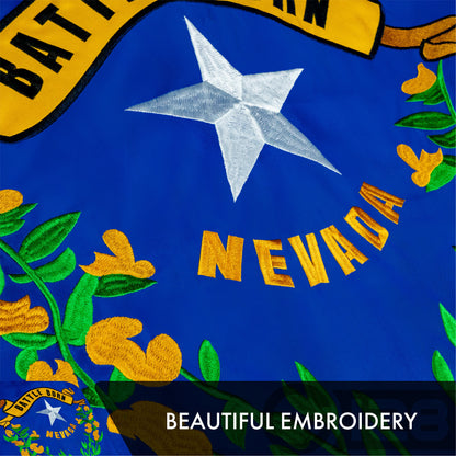 Nevada State Flag 210D Embroidered Polyester 3x5 Ft - Double Sided 2ply
