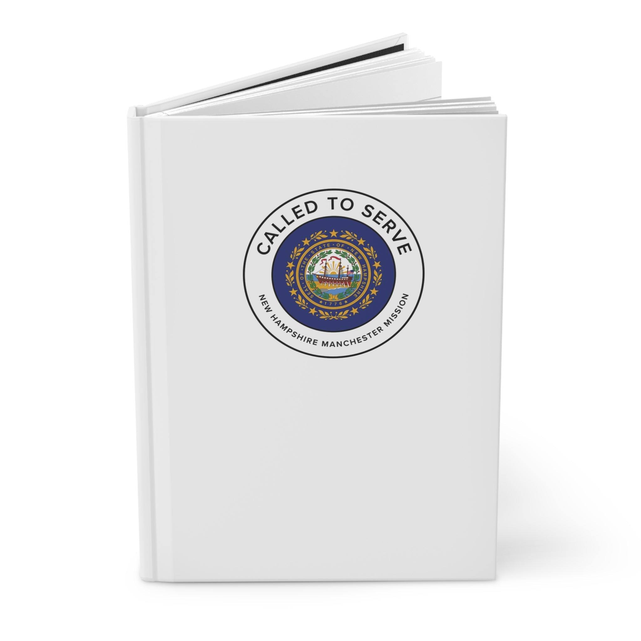 New Hampshire Manchester Mission Circle Flag Called to Serve White Hardcover Journal Matte - Latter-Day Saint LDS Missionary Gift - Book of Mormon