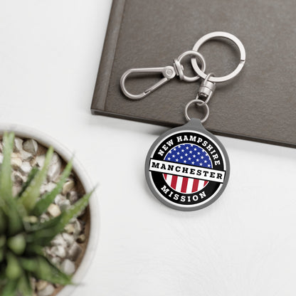 New Hampshire Manchester Mission Circle Flag Key Tag - Latter-Day Saint LDS Missionary Gift - Book of Mormon