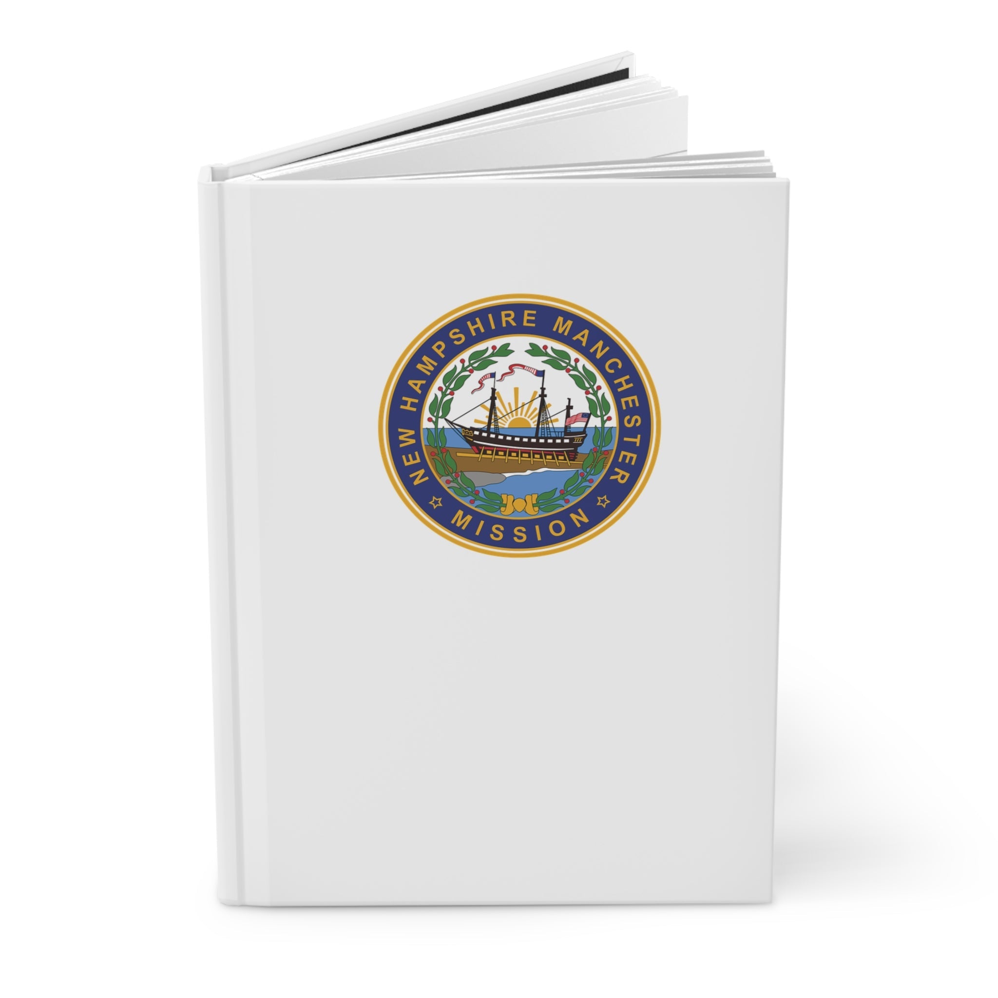 New Hampshire Manchester Mission Logo Design White Hardcover Journal Matte - Latter-Day Saint LDS Missionary Gift - Book of Mormon