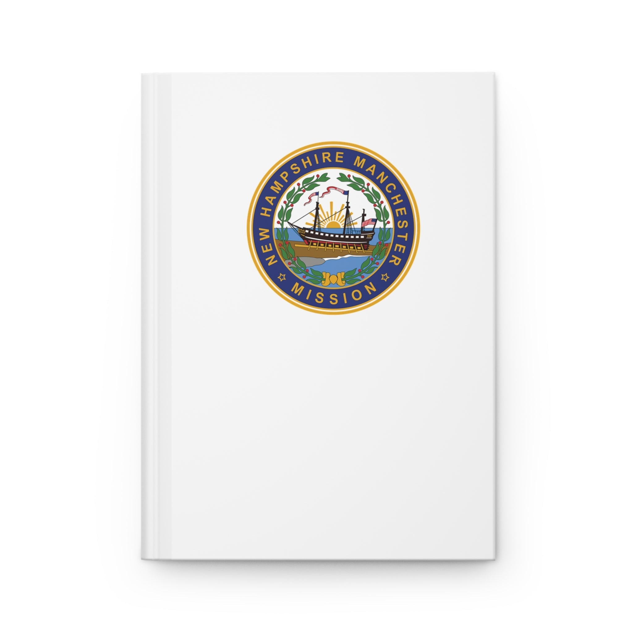 New Hampshire Manchester Mission Logo Design White Hardcover Journal Matte - Latter-Day Saint LDS Missionary Gift - Book of Mormon