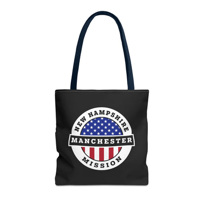 New Hampshire Manchester Mission USA Flag Logo Tote Bag Black - Latter-Day Saint LDS Missionary Gift - Book of Mormon