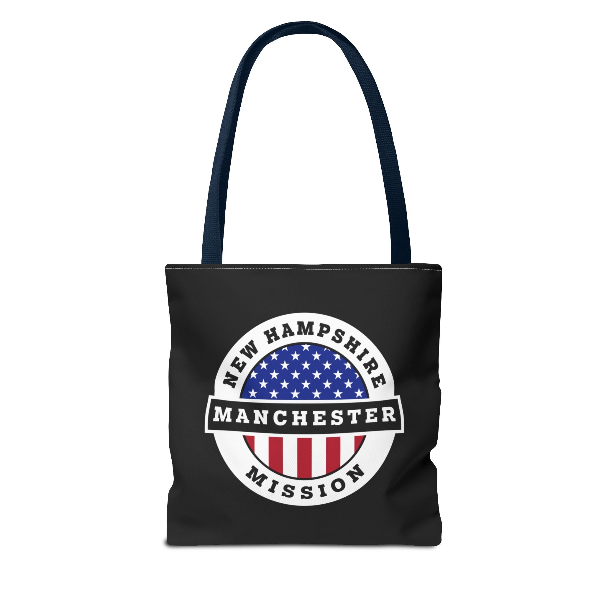 New Hampshire Manchester Mission USA Flag Logo Tote Bag Black - Latter-Day Saint LDS Missionary Gift - Book of Mormon