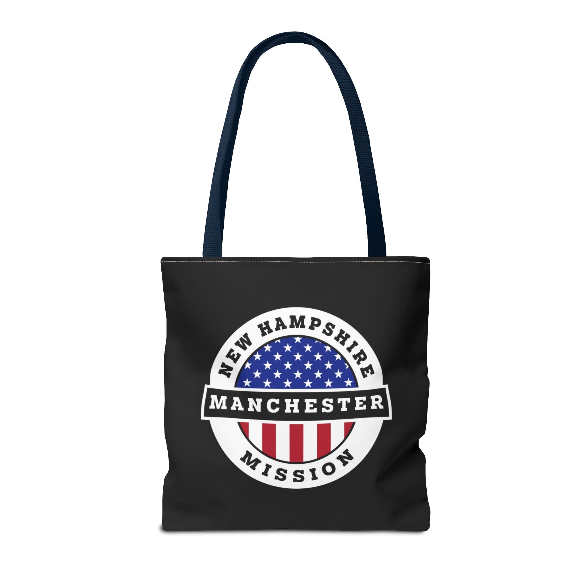 New Hampshire Manchester Mission USA Flag Logo Tote Bag Black - Latter-Day Saint LDS Missionary Gift - Book of Mormon