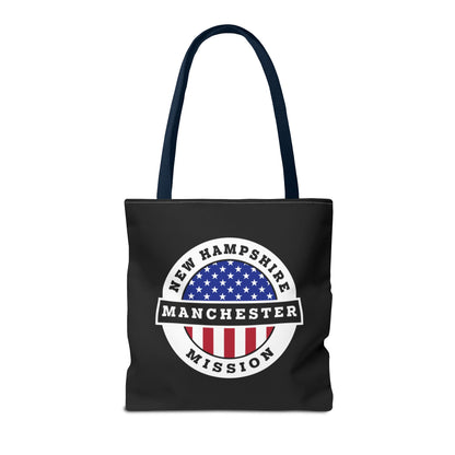 New Hampshire Manchester Mission USA Flag Logo Tote Bag Black - Latter-Day Saint LDS Missionary Gift - Book of Mormon