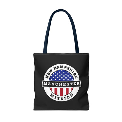 New Hampshire Manchester Mission USA Flag Logo Tote Bag Black - Latter-Day Saint LDS Missionary Gift - Book of Mormon