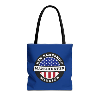 New Hampshire Manchester Mission USA Flag Logo Tote Bag Blue - Latter-Day Saint LDS Missionary Gift - Book of Mormon