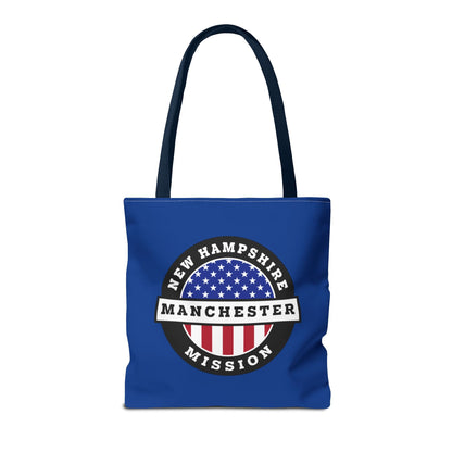 New Hampshire Manchester Mission USA Flag Logo Tote Bag Blue - Latter-Day Saint LDS Missionary Gift - Book of Mormon