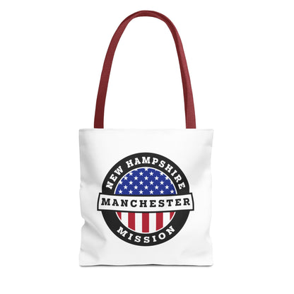 New Hampshire Manchester Mission USA Flag Logo Tote Bag White - Latter-Day Saint LDS Missionary Gift - Book of Mormon