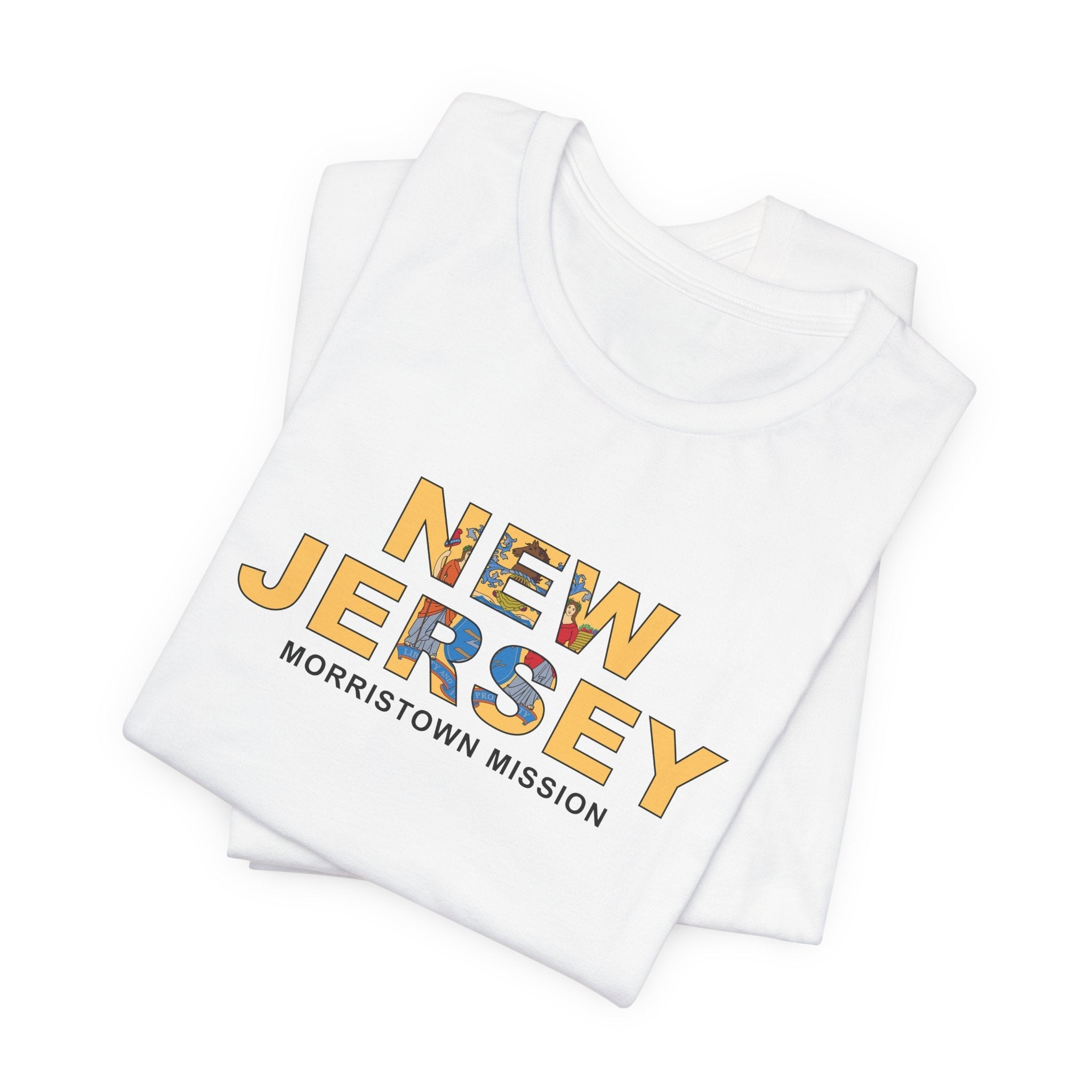 New Jersey Morristown Mission Flag Title T-shirt - Latter-Day Saint LDS Missionary Gift - Book of Mormon