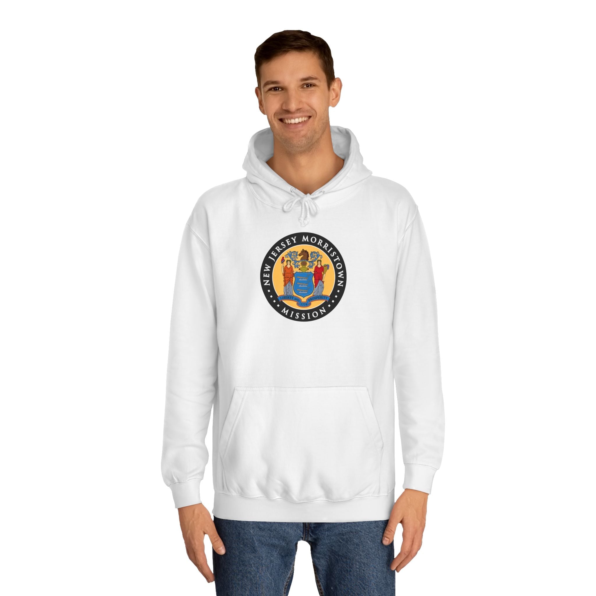 New Jersey Morristown Mission State Flag Logo (Black Border) College Hoodie