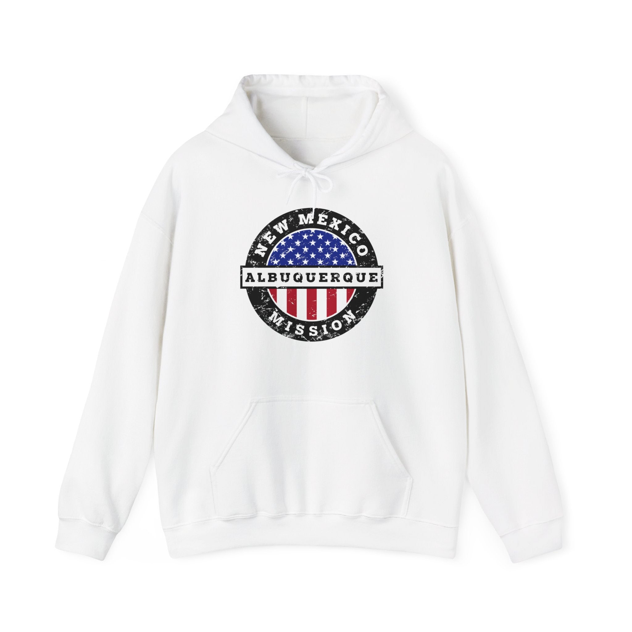 New Mexico Albuquerque Mission Circular USA Flag Hoodie - Latter-Day Saint LDS Missionary Gift - Book of Mormon