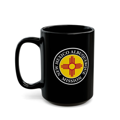 New Mexico Albuquerque Mission State Flag Logo Ceramic Mug Black Name - Latter-Day Saint LDS Missionary Gift - Book of Mormon