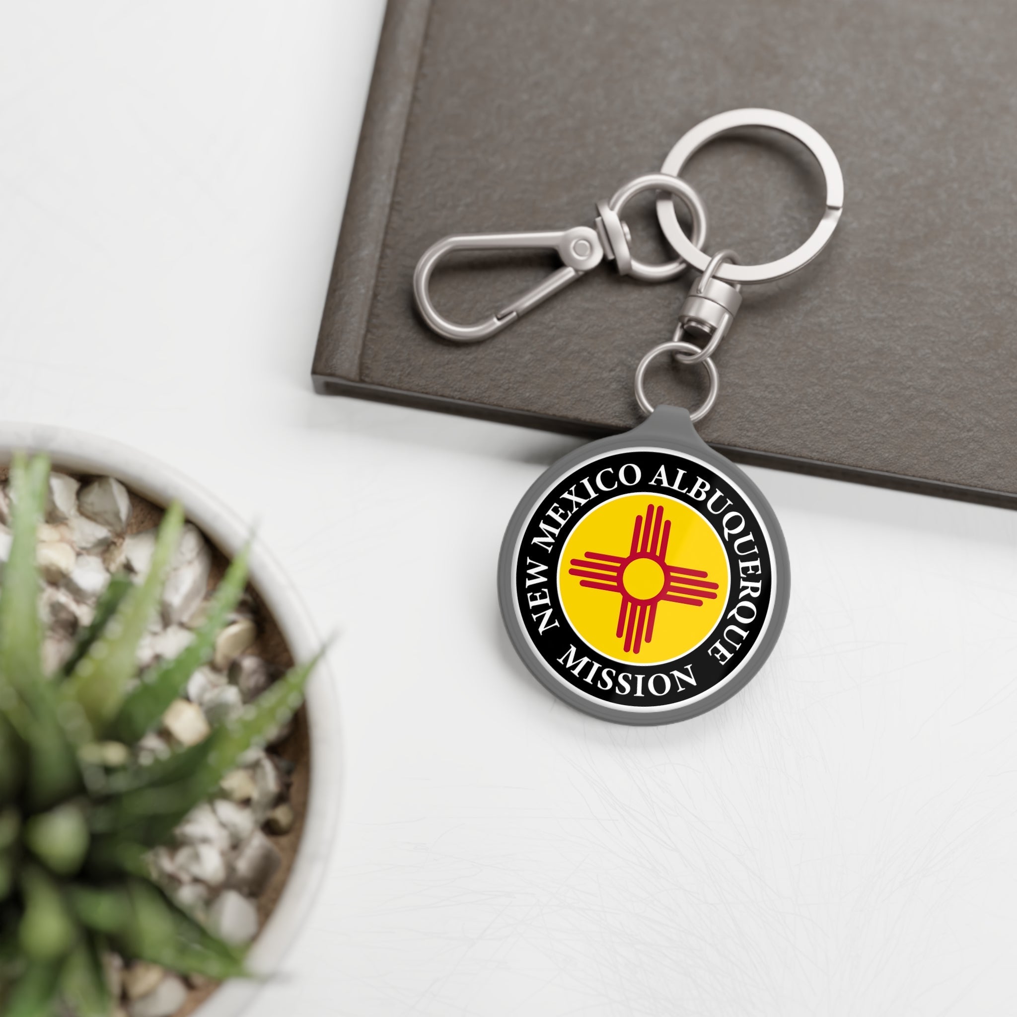 New Mexico Albuquerque Mission State Flag Logo Key Tag - Latter-Day Saint LDS Missionary Gift - Book of Mormon