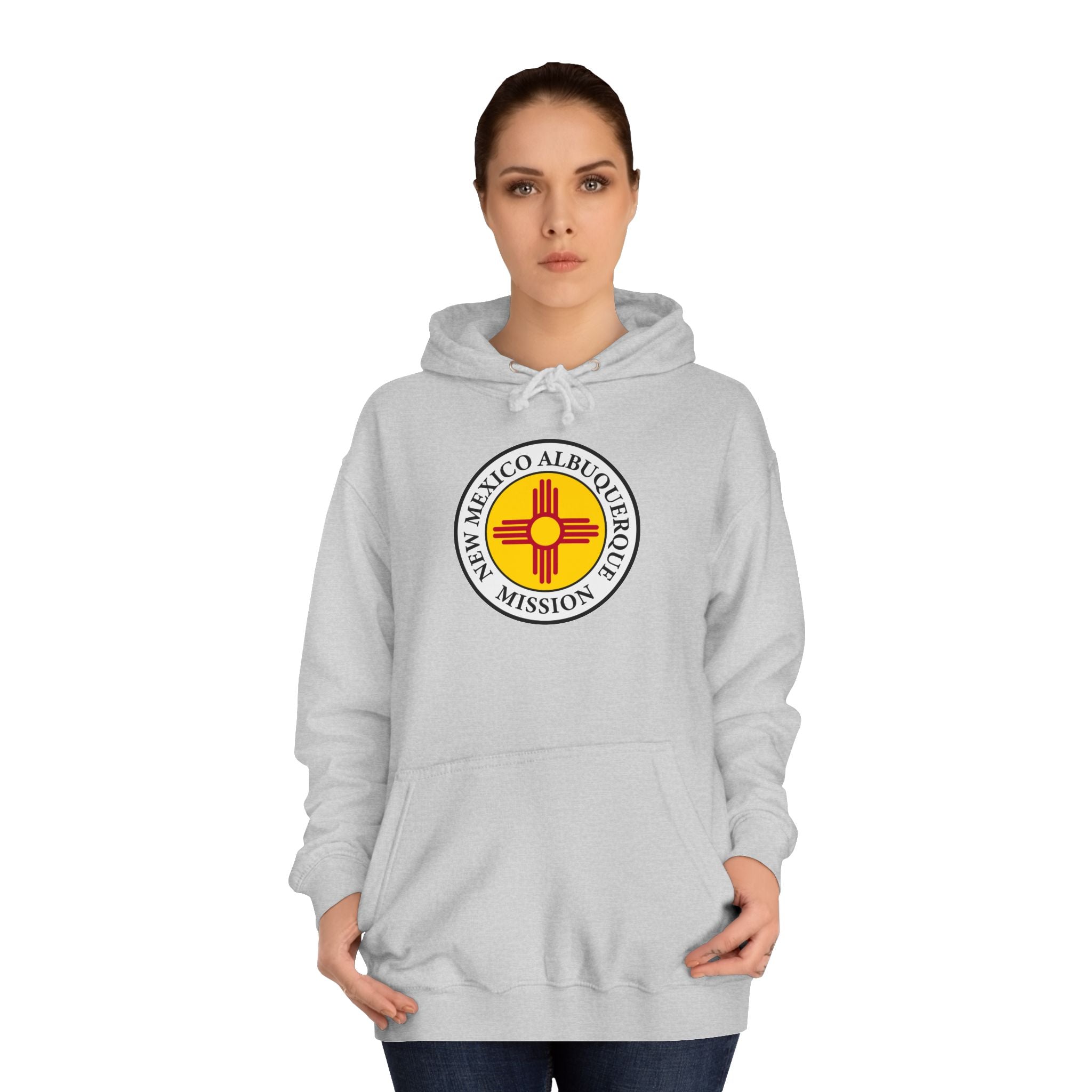 New Mexico Albuquerque Mission State Flag Logo (White Border) College Hoodie