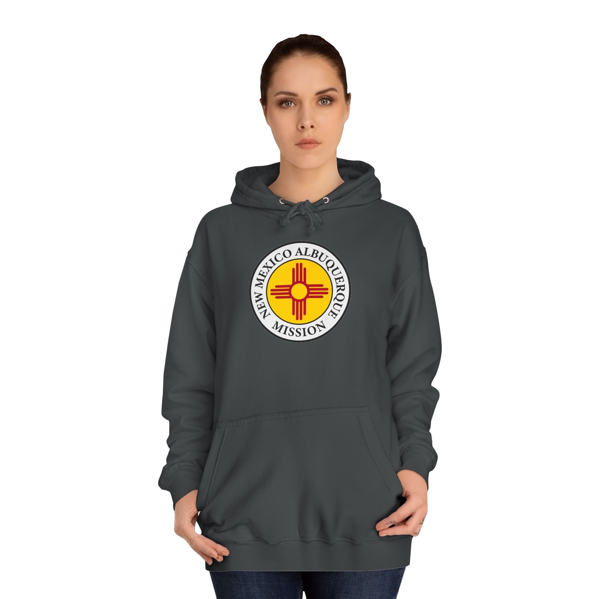 New Mexico Albuquerque Mission State Flag Logo (White Border) College Hoodie