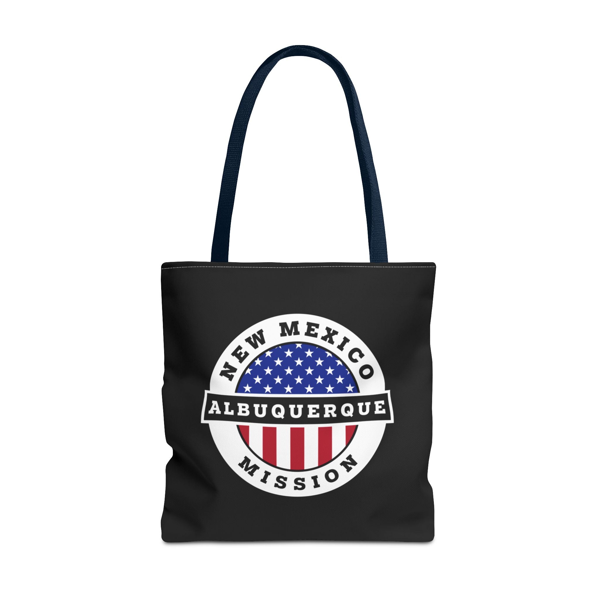 New Mexico Albuquerque Mission USA Flag Logo Tote Bag Black - Latter-Day Saint LDS Missionary Gift - Book of Mormon