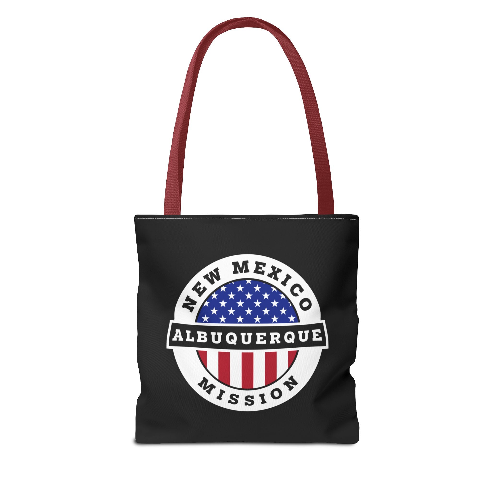 New Mexico Albuquerque Mission USA Flag Logo Tote Bag Black - Latter-Day Saint LDS Missionary Gift - Book of Mormon