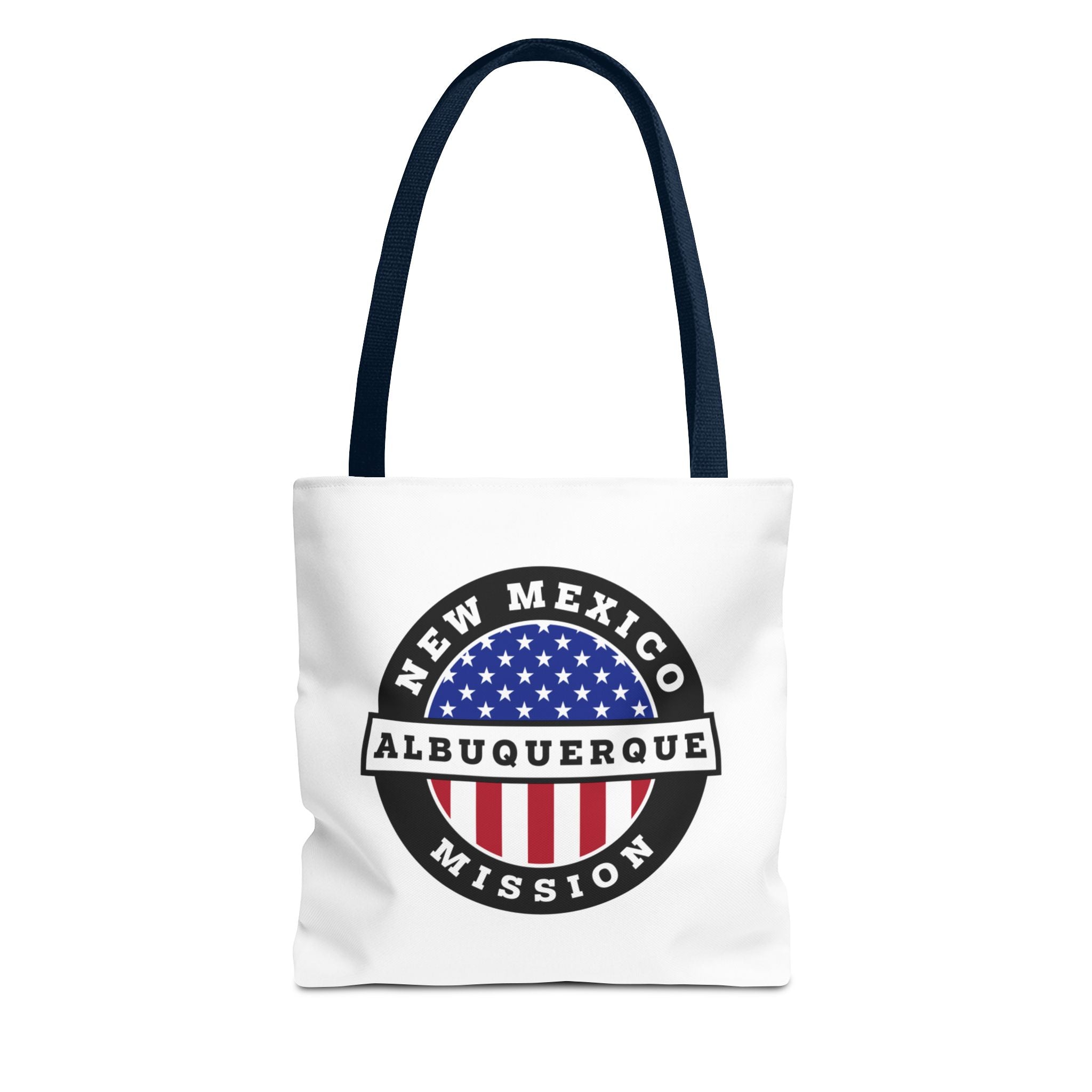 New Mexico Albuquerque Mission USA Flag Logo Tote Bag White - Latter-Day Saint LDS Missionary Gift - Book of Mormon