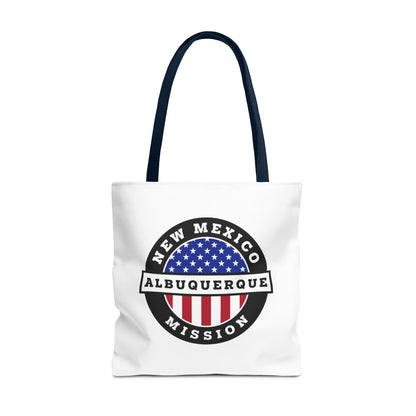 New Mexico Albuquerque Mission USA Flag Logo Tote Bag White - Latter-Day Saint LDS Missionary Gift - Book of Mormon